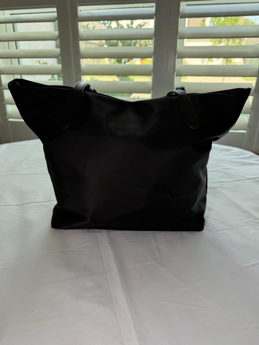 Guess Jaxi Black Nylon Top Zip Tote Bag with Gold Hardware